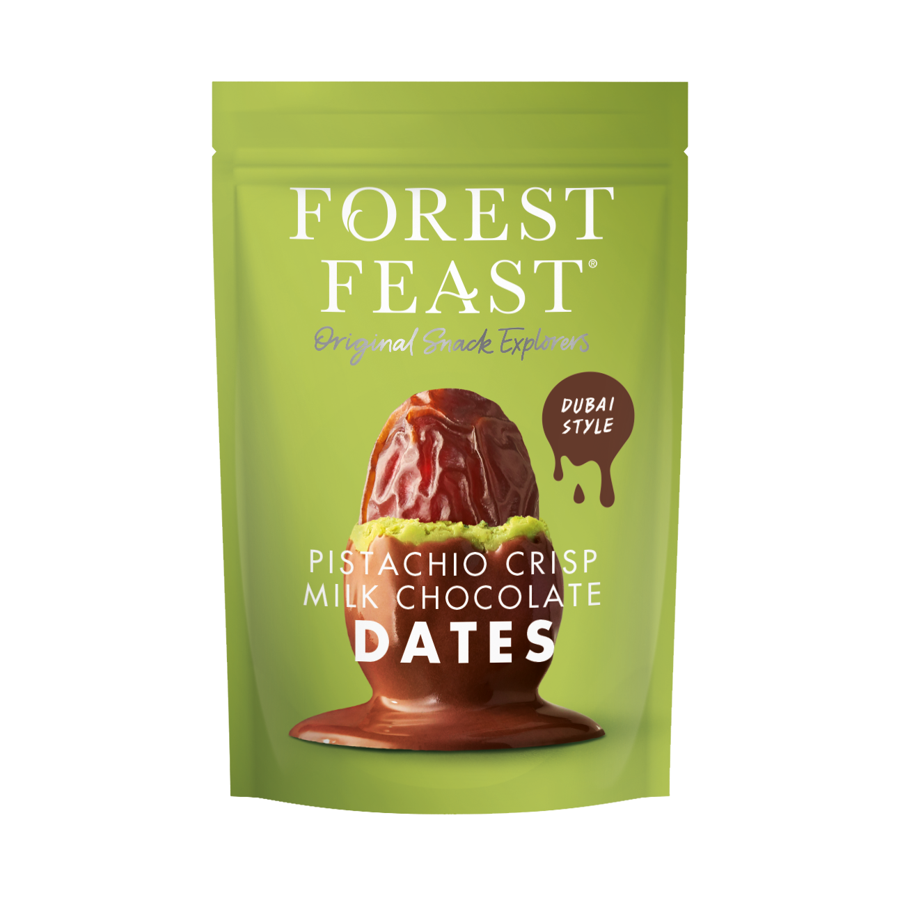 Forest Feast Pistachio Crisp Milk Chocolate dates